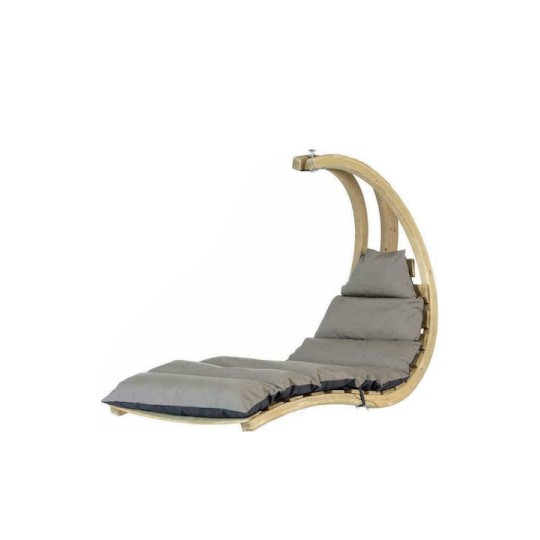 Lounger Κρεμαστή Κούνια Πολυθρόνα με Μαξιλάρι Ξύλινη Anthracite Αντοχής έως 120kg Μ75xΠ114xΥ157cm