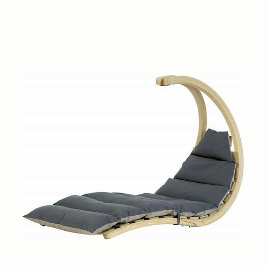 Lounger Κρεμαστή Κούνια Πολυθρόνα με Μαξιλάρι Ξύλινη Anthracite Αντοχής έως 120kg Μ75xΠ114xΥ157cm