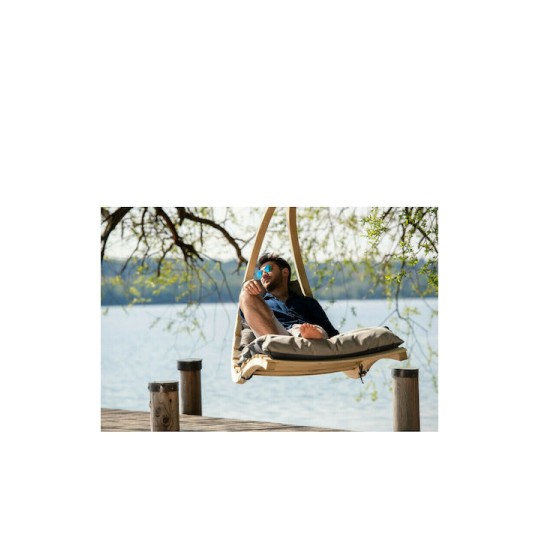 Lounger Κρεμαστή Κούνια Πολυθρόνα με Μαξιλάρι Ξύλινη Anthracite Αντοχής έως 120kg Μ75xΠ114xΥ157cm