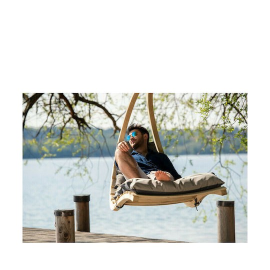 Lounger Κρεμαστή Κούνια Πολυθρόνα με Μαξιλάρι Ξύλινη Anthracite Αντοχής έως 120kg Μ75xΠ114xΥ157cm