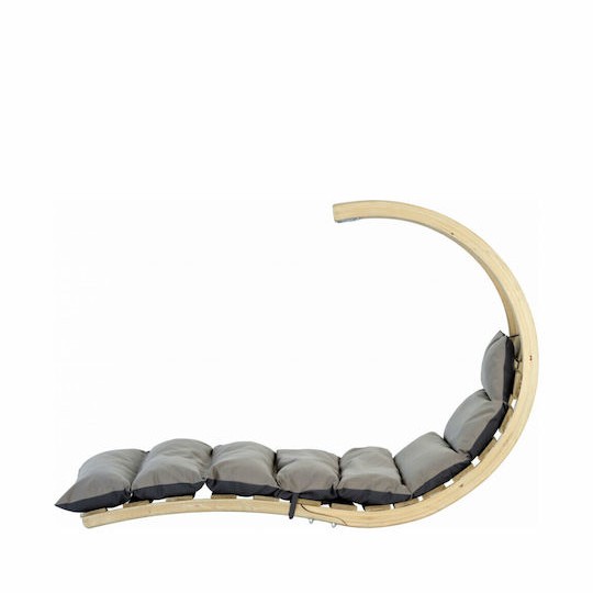 Lounger Κρεμαστή Κούνια Πολυθρόνα με Μαξιλάρι Ξύλινη Anthracite Αντοχής έως 120kg Μ75xΠ114xΥ157cm