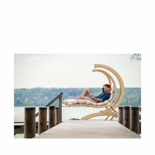 Lounger Κρεμαστή Κούνια Πολυθρόνα με Μαξιλάρι Ξύλινη Anthracite Αντοχής έως 120kg Μ75xΠ114xΥ157cm