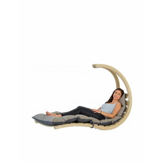 Lounger Κρεμαστή Κούνια Πολυθρόνα με Μαξιλάρι Ξύλινη Anthracite Αντοχής έως 120kg Μ75xΠ114xΥ157cm