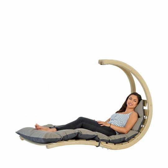 Lounger Κρεμαστή Κούνια Πολυθρόνα με Μαξιλάρι Ξύλινη Anthracite Αντοχής έως 120kg Μ75xΠ114xΥ157cm