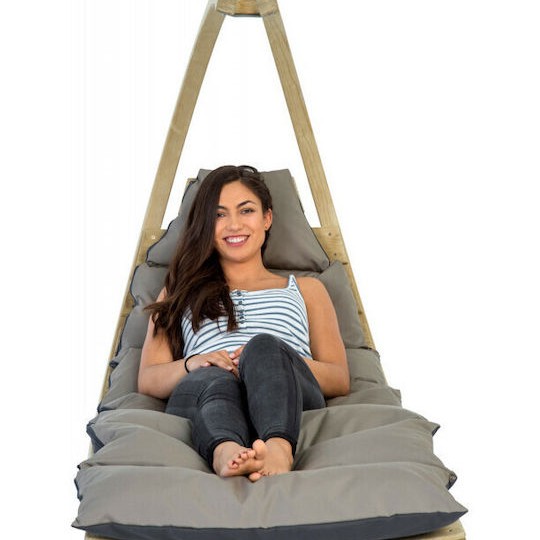 Lounger Κρεμαστή Κούνια Πολυθρόνα με Μαξιλάρι Ξύλινη Anthracite Αντοχής έως 120kg Μ75xΠ114xΥ157cm