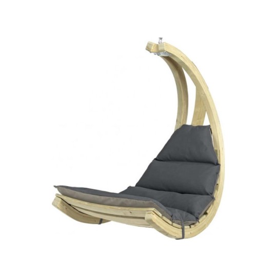 Lounge Κρεμαστή Κούνια Πολυθρόνα με Μαξιλάρι Ξύλινη Καφέ Αντοχής έως 120kg Μ73xΠ117xΥ116cm