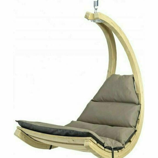 Lounge Κρεμαστή Κούνια Πολυθρόνα με Μαξιλάρι Ξύλινη Καφέ Αντοχής έως 120kg Μ73xΠ117xΥ116cm