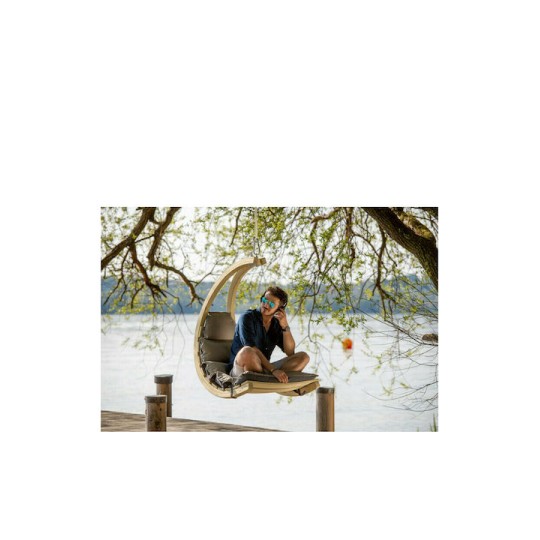 Lounge Κρεμαστή Κούνια Πολυθρόνα με Μαξιλάρι Ξύλινη Καφέ Αντοχής έως 120kg Μ73xΠ117xΥ116cm