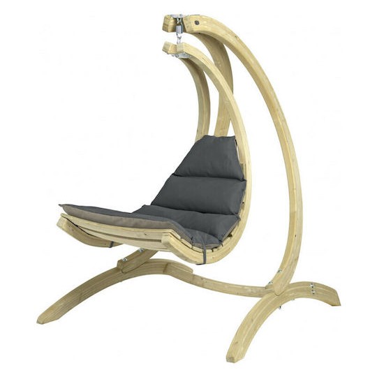 Lounge Κρεμαστή Κούνια Πολυθρόνα με Μαξιλάρι Ξύλινη Καφέ Αντοχής έως 120kg Μ73xΠ117xΥ116cm