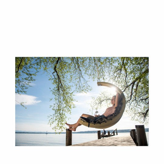 Lounge Κρεμαστή Κούνια Πολυθρόνα με Μαξιλάρι Ξύλινη Καφέ Αντοχής έως 120kg Μ73xΠ117xΥ116cm