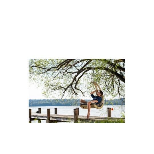 Lounge Κρεμαστή Κούνια Πολυθρόνα με Μαξιλάρι Ξύλινη Καφέ Αντοχής έως 120kg Μ73xΠ117xΥ116cm