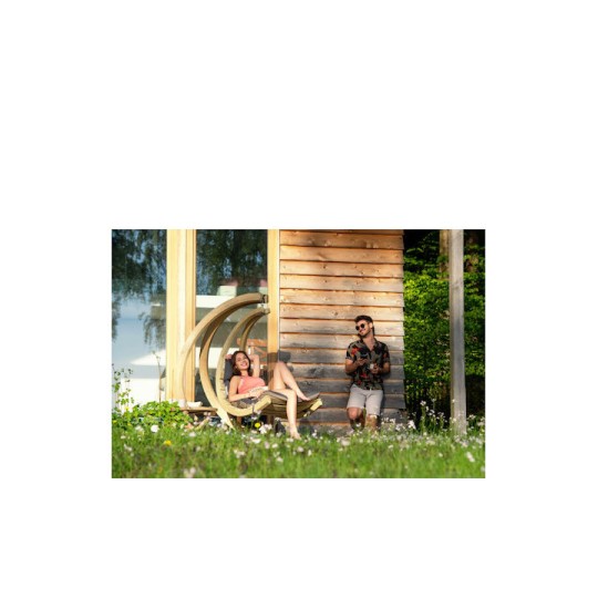 Lounge Κρεμαστή Κούνια Πολυθρόνα με Μαξιλάρι Ξύλινη Καφέ Αντοχής έως 120kg Μ73xΠ117xΥ116cm