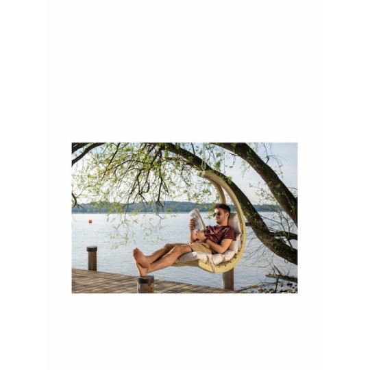 Lounge Κρεμαστή Κούνια Πολυθρόνα με Μαξιλάρι Ξύλινη Καφέ Αντοχής έως 120kg Μ73xΠ117xΥ116cm