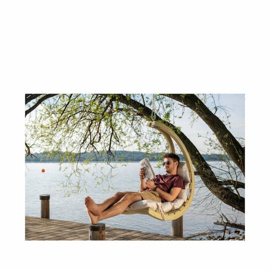 Lounge Κρεμαστή Κούνια Πολυθρόνα με Μαξιλάρι Ξύλινη Καφέ Αντοχής έως 120kg Μ73xΠ117xΥ116cm