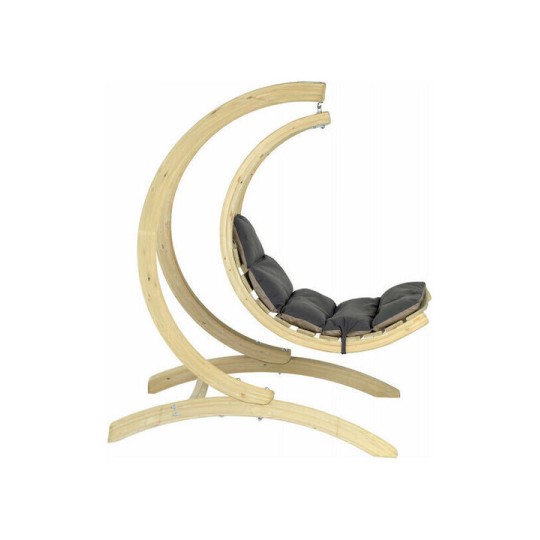 Lounge Κρεμαστή Κούνια Πολυθρόνα με Μαξιλάρι Ξύλινη Καφέ Αντοχής έως 120kg Μ73xΠ117xΥ116cm