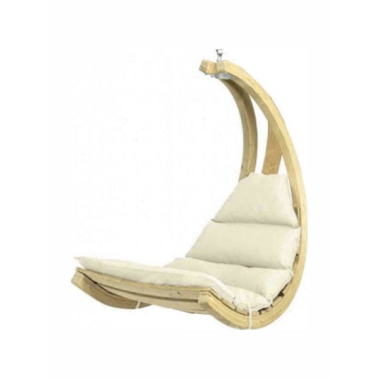 Lounge Κρεμαστή Κούνια Πολυθρόνα με Μαξιλάρι Ξύλινη Creme Αντοχής έως 120kg Μ73xΠ117xΥ116cm