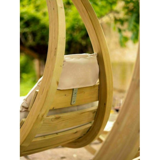 Lounge Κρεμαστή Κούνια Πολυθρόνα με Μαξιλάρι Ξύλινη Creme Αντοχής έως 120kg Μ73xΠ117xΥ116cm