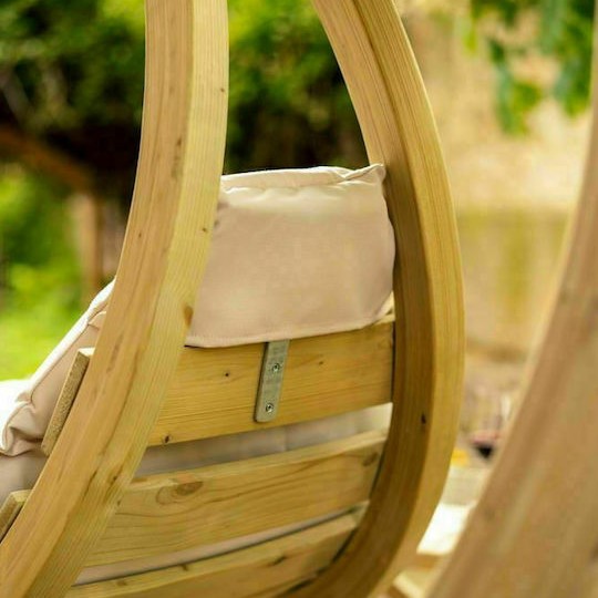 Lounge Κρεμαστή Κούνια Πολυθρόνα με Μαξιλάρι Ξύλινη Creme Αντοχής έως 120kg Μ73xΠ117xΥ116cm