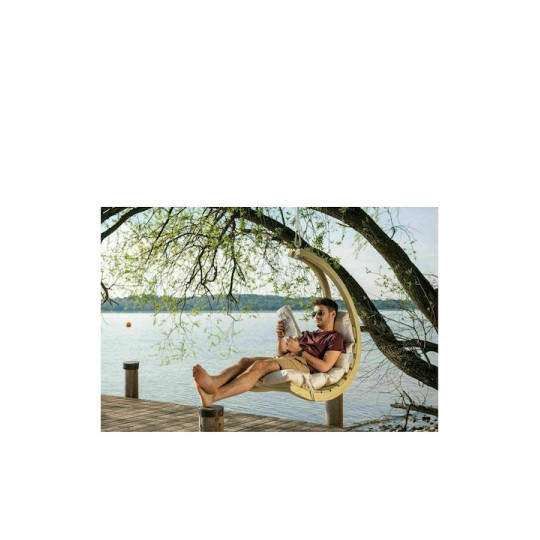 Lounge Κρεμαστή Κούνια Πολυθρόνα με Μαξιλάρι Ξύλινη Creme Αντοχής έως 120kg Μ73xΠ117xΥ116cm