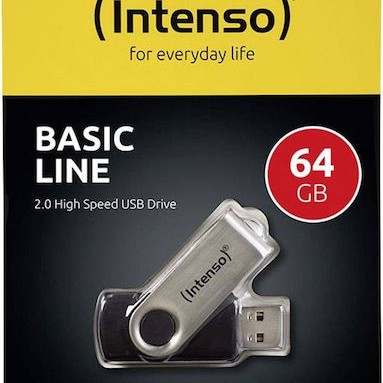 Intenso Basic Line 64GB USB 2.0 Stick Μαύρο