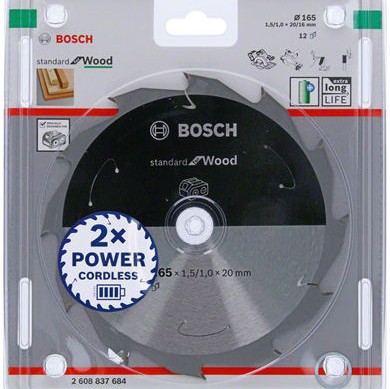 Bosch Standard Δίσκος Κοπής Ξύλου 165mm 2608837684