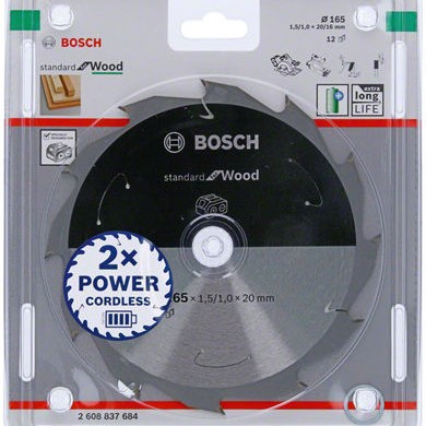 Bosch Standard Δίσκος Κοπής Ξύλου 165mm 2608837684
