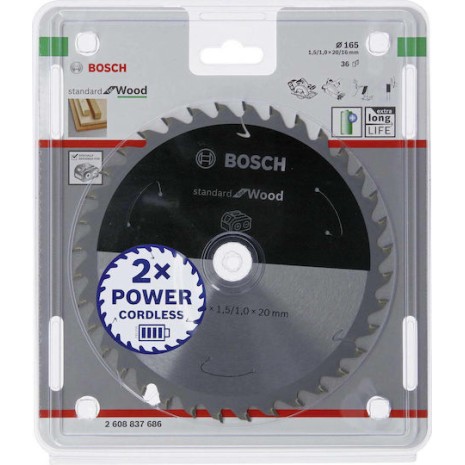 Bosch Δίσκος Κοπής Ξύλου 165mm 2608837686