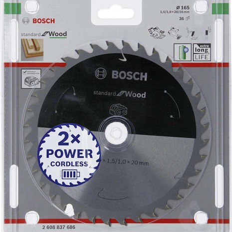 Bosch Δίσκος Κοπής Ξύλου 165mm 2608837686