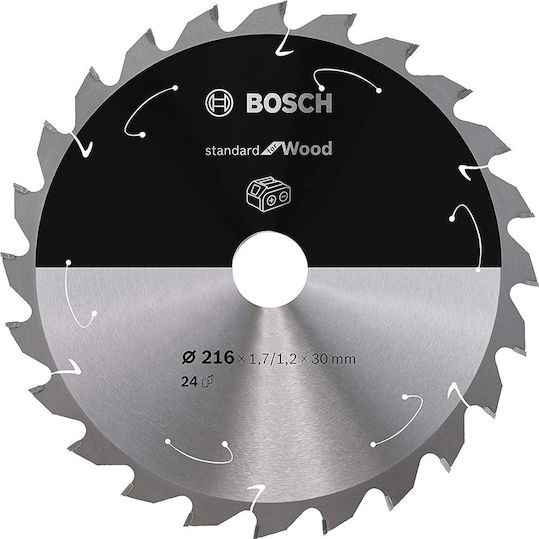 Bosch Standard Δίσκος Κοπής Ξύλου με 24 Δόντια 216mm 3165140958554