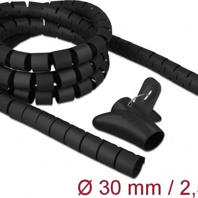 DeLock Spiral Hose 30mm 2.5m Μαύρο