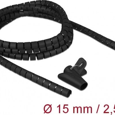 DeLock Σπιράλ Καλωδίων 15mm 2.5m Μαύρο 1τμχ