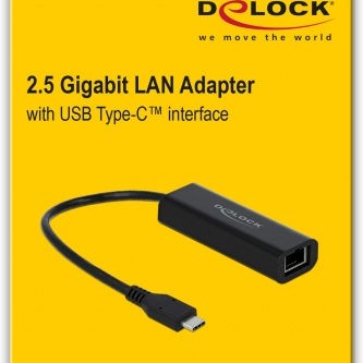 DeLock 66298 USB-C Αντάπτορας Δικτύου για Ενσύρματη σύνδεση Ethernet