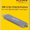 DeLock Θήκη για Σκληρό Δίσκο M.2 PCI Express NVME με σύνδεση USB 3.2 Type-C σε Ασημί χρώμα