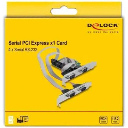 DeLock Κάρτα PCIe σε 4 θύρες RS232 DB9 Serial