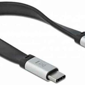 DeLock Flat USB 3.1 Cable USB-C male - USB-C 50W Μαύρο 0.22m (85926)