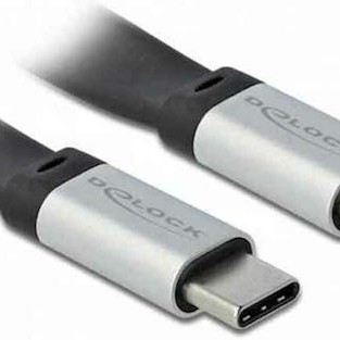 DeLock Flat USB 3.1 Cable USB-C male - USB-C 50W Μαύρο 0.22m (85926)