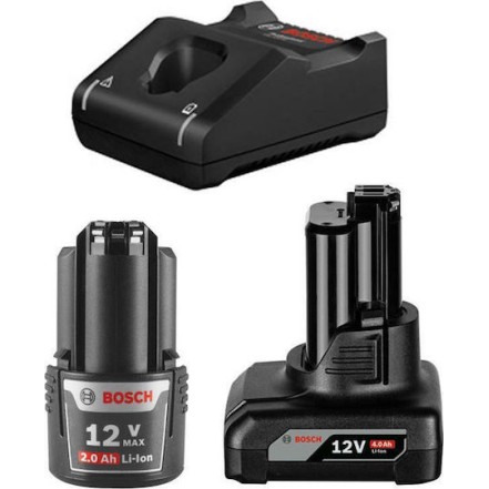 Bosch Σετ 2 Μπαταριών Εργαλείου Λιθίου 12V Χωρητικότητας 2Ah με Φορτιστή GAL 12V-40