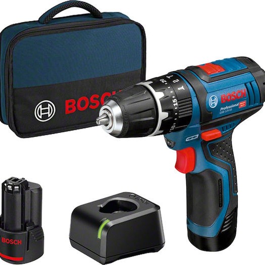 Bosch GSB 12V-15 Κρουστικό Δραπανοκατσάβιδο Μπαταρίας 12V 2x2Ah