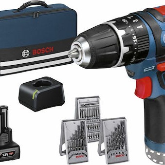 Bosch GSB 12V-15 Κρουστικό Δραπανοκατσάβιδο Μπαταρίας 12V 1x2Ah & 1x4Ah