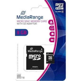 MediaRange microSDHC 8GB Class 10 High Speed με αντάπτορα
