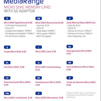 MediaRange microSDHC 8GB Class 10 High Speed με αντάπτορα