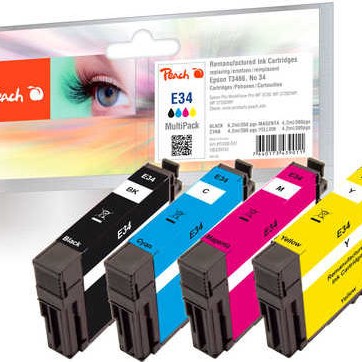 Peach Πακέτο Συμβατών Μελανιών Εκτυπωτή InkJet Epson 34 T3466 Πολλαπλό (Color) / Μαύρο