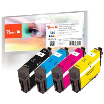 Peach Πακέτο Συμβατών Μελανιών Εκτυπωτή InkJet Epson 34 T3466 Πολλαπλό (Color) / Μαύρο
