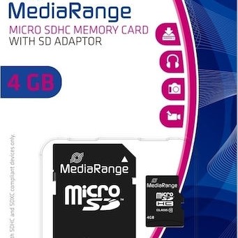 MediaRange microSDHC 4GB Class 10 High Speed με αντάπτορα