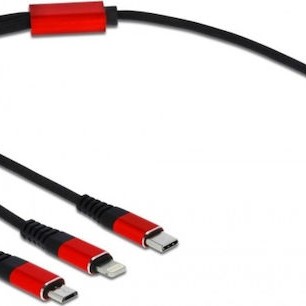 DeLock Regular USB to Lightning / Type-C / micro USB Cable Μαύρο 0.3m (85891)