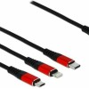 DeLock Regular USB to Lightning / Type-C / micro USB Cable Μαύρο 0.3m (85891)
