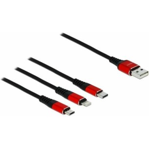 DeLock Regular USB to Lightning / Type-C / micro USB Cable Μαύρο 0.3m (85891)
