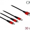 DeLock Regular USB to Lightning / Type-C / micro USB Cable Μαύρο 0.3m (85891)