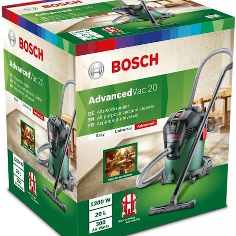 Bosch AdvancedVac 20 Σκούπα Υγρών / Στερεών 1200W με Πλαστικό Κάδο 20lt