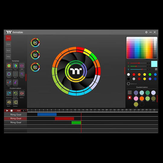 Thermaltake Quad 12 RGB Radiator Fan TT Premium Case Fan 120mm με Σύνδεση 4-Pin Molex 3τμχ